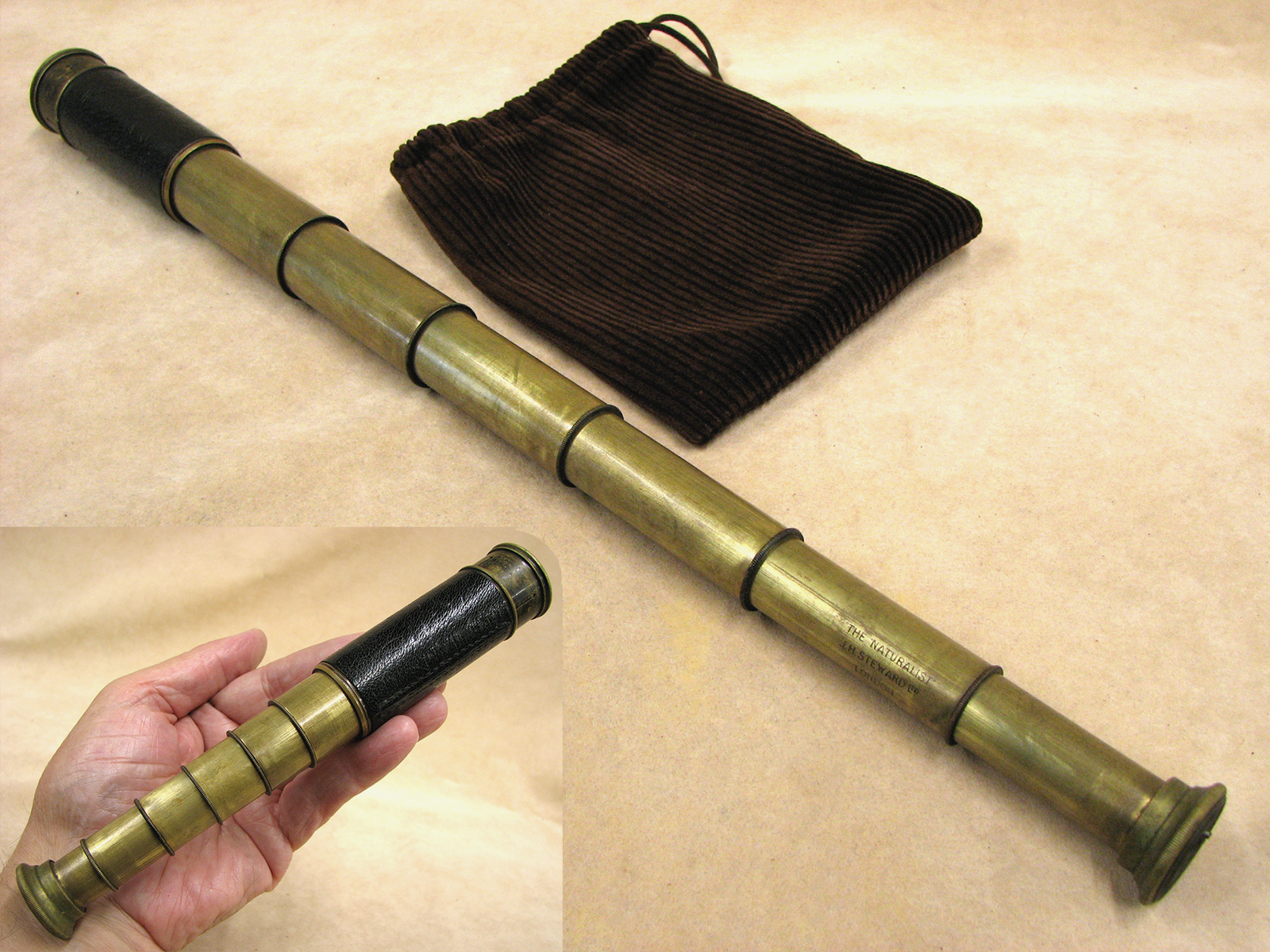 J.H. Steward 6 draw pocket telescope 'The Naturalist' circa 1920